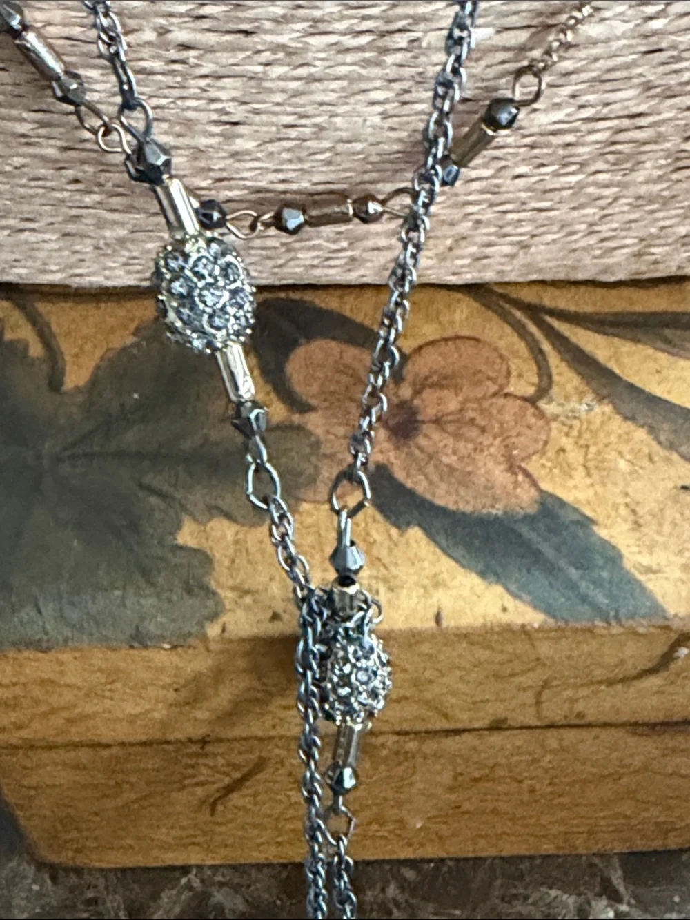Delicate  necklace by Express Silver-Tone Layered tassels black crystal chain